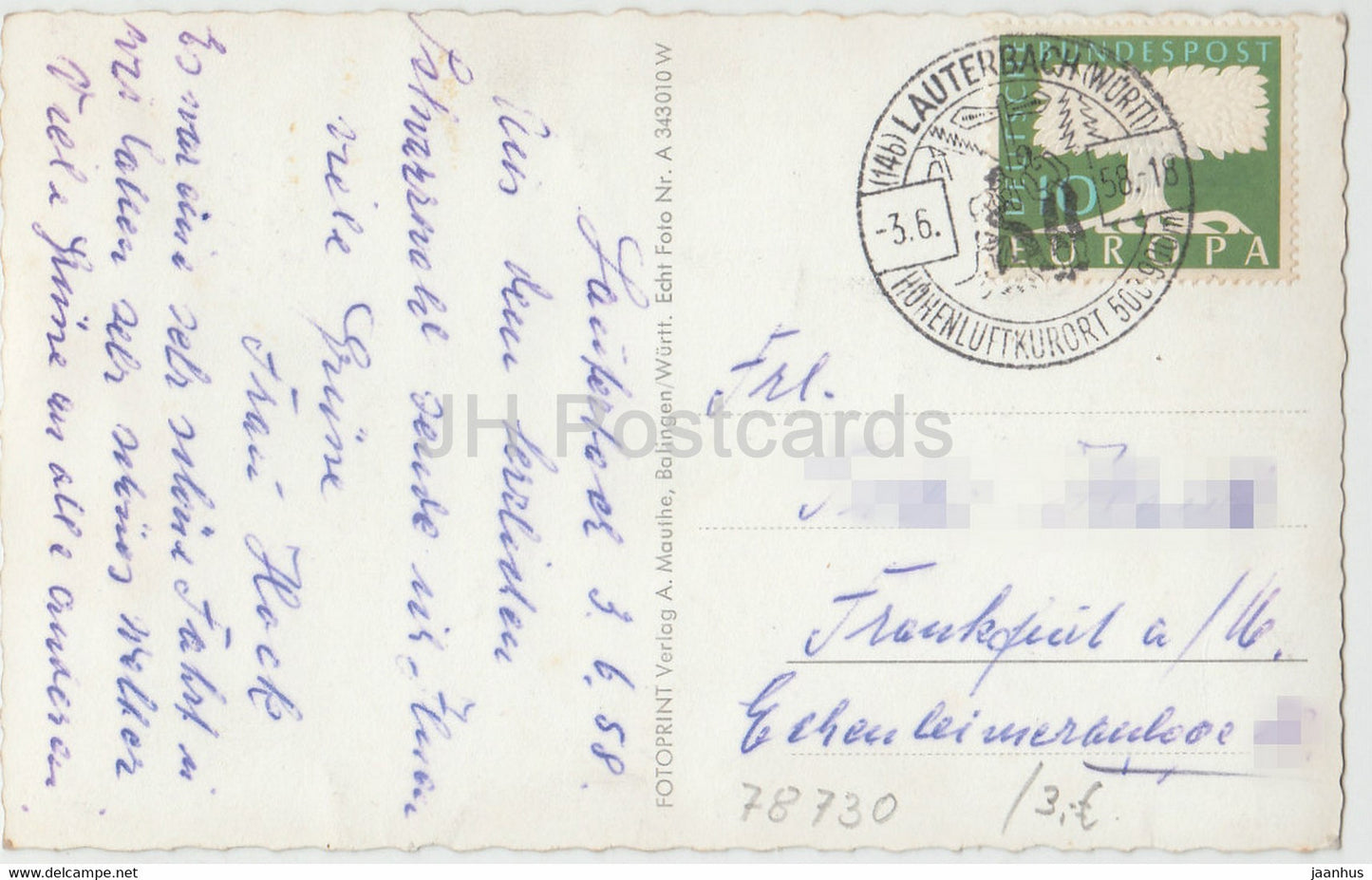 Lauterbach im Schwarzwald - 1958 - Germany - used