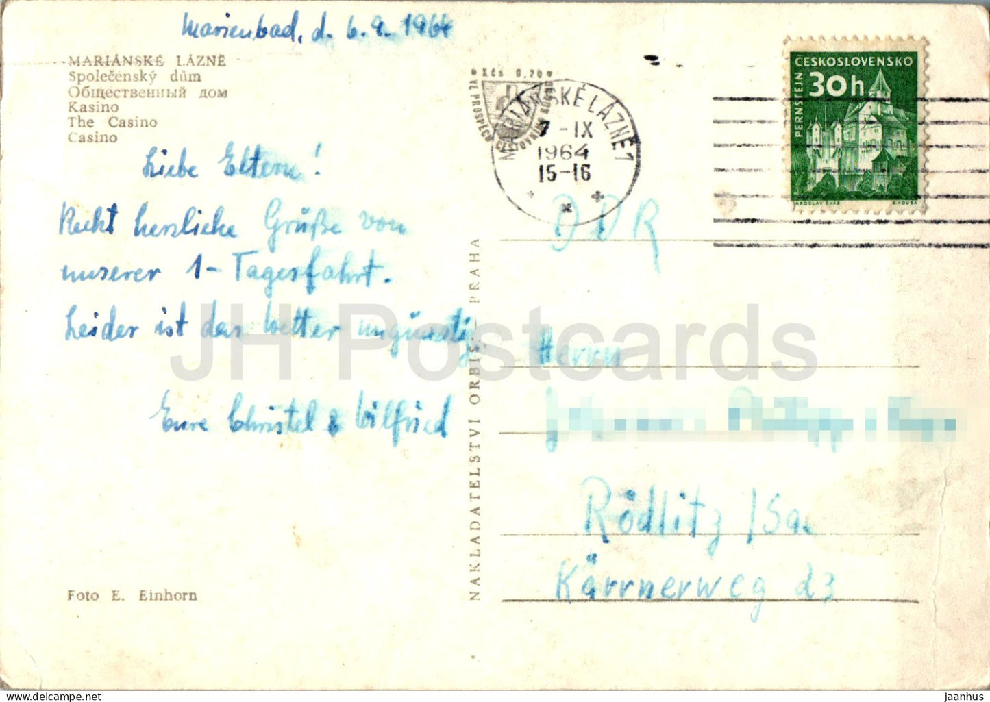 Marianske Lazne - Spolecensky Dum - Le Casino - 1964 - République tchèque - Tchécoslovaquie - d'occasion