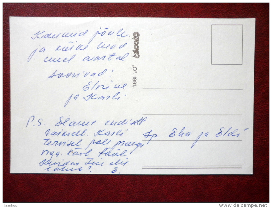 New Year Greeting card - candle - 1991 - Estonia USSR - used - JH Postcards