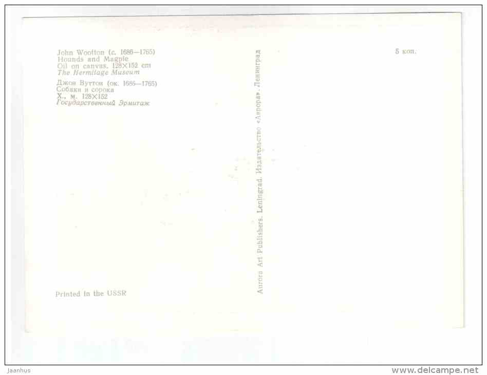 painting by John Wootton - Hounds and Magpie - british art - unused - JH Postcards