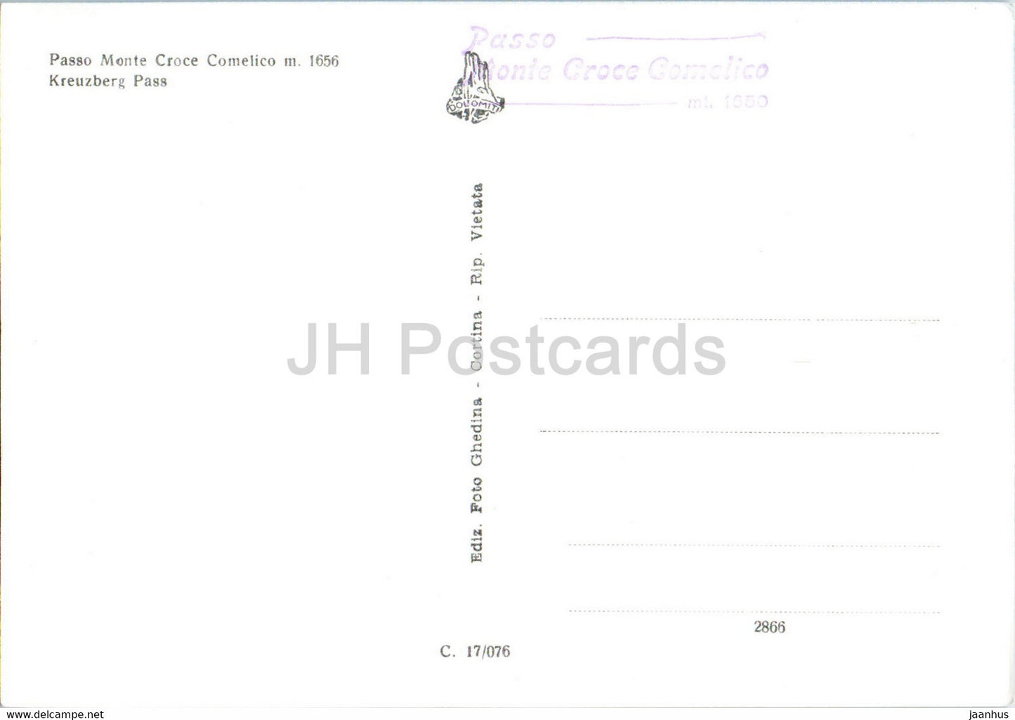 Passo Monte Croce Comelico 1656 m - Kreuzberg Pass - Italy - unused
