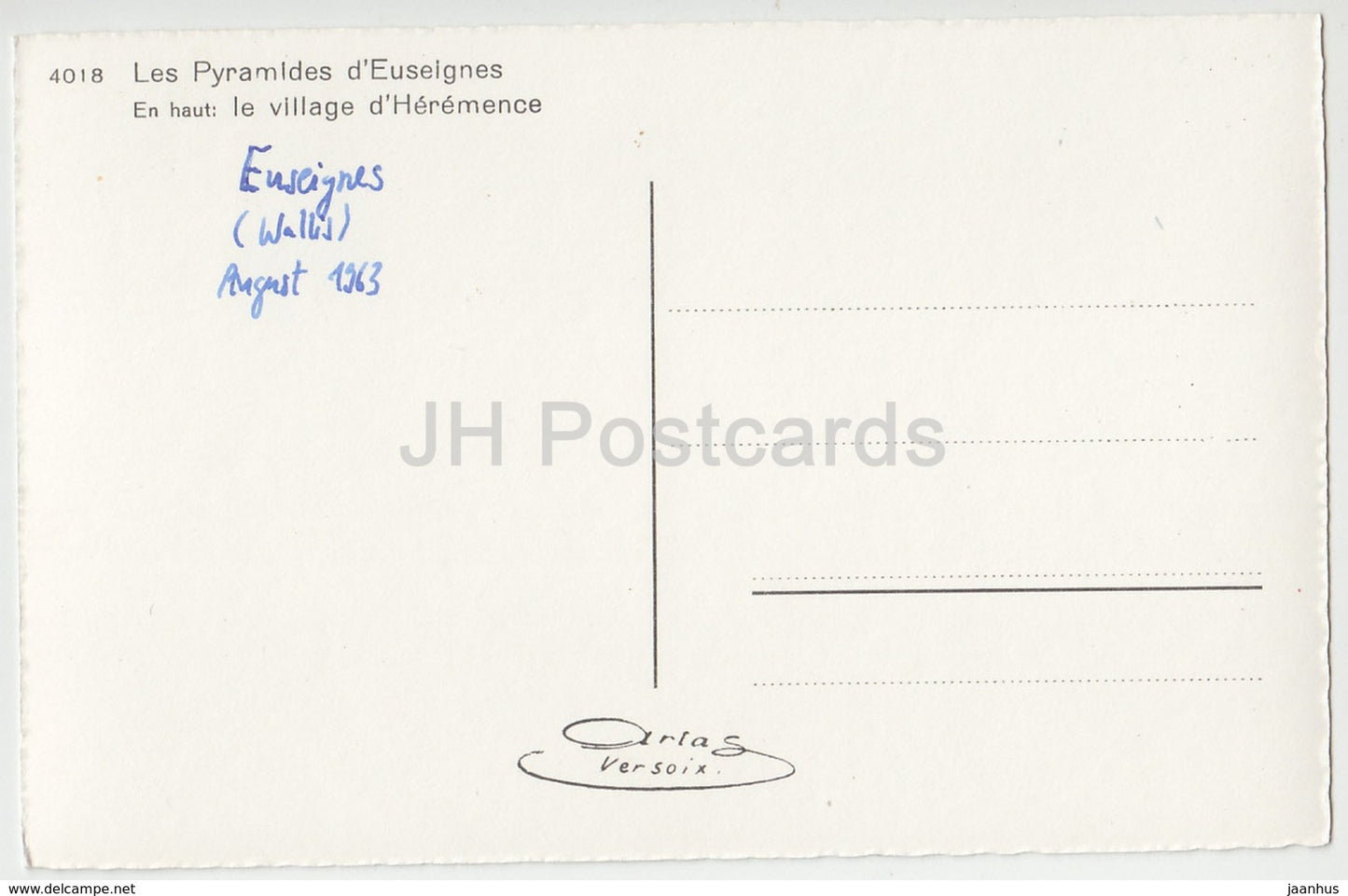 Les Pyramides d'Euseignes - Le Village d'Heremence - 4018 - Switzerland - 1963 - used