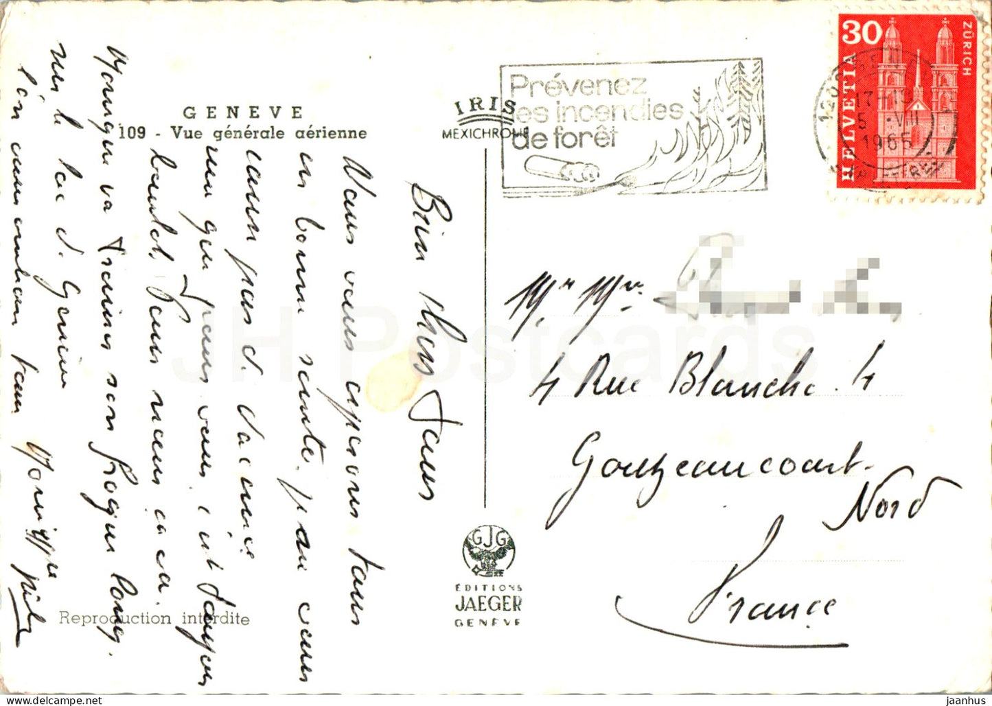 Geneve - Geneva - Vue generale aerienne - 109 - 1965 - Switzerland - used