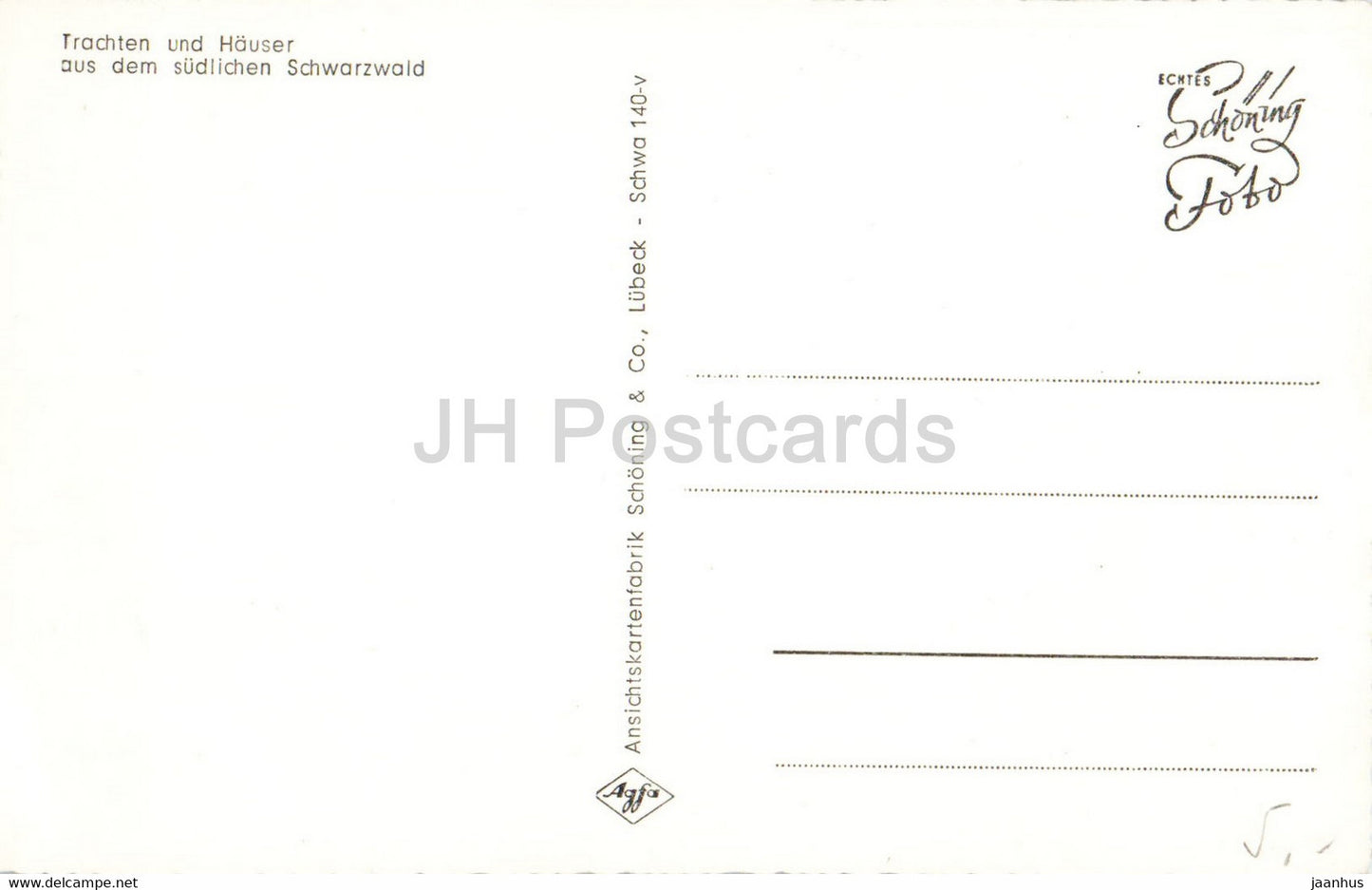 Gruss aus dem Schwarzwald - Trachten und Hauser aus sudlichen Schwarzwald - folk costumes - Germany - unused