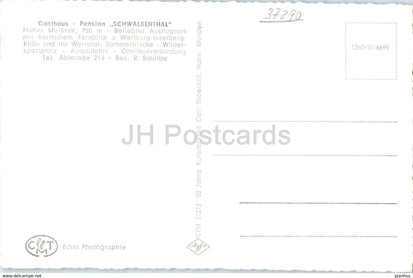 Gruss vom Meissner - Pensionshaus Schwalbenthal - Gartenterrasse - Sender - old postcard - Germany - unused