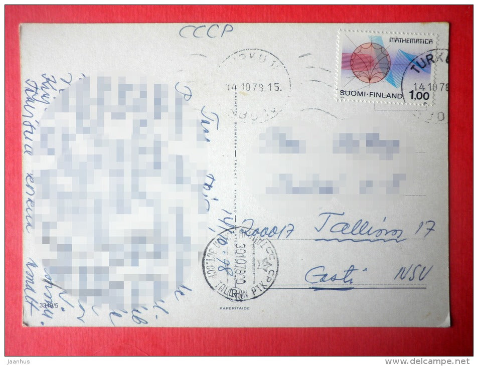 illustration by Sarah Kay - girl and Kitten - cat - 3319/5 - Finland - sent from Finland Turku to Estonia USSR 1978 - JH Postcards