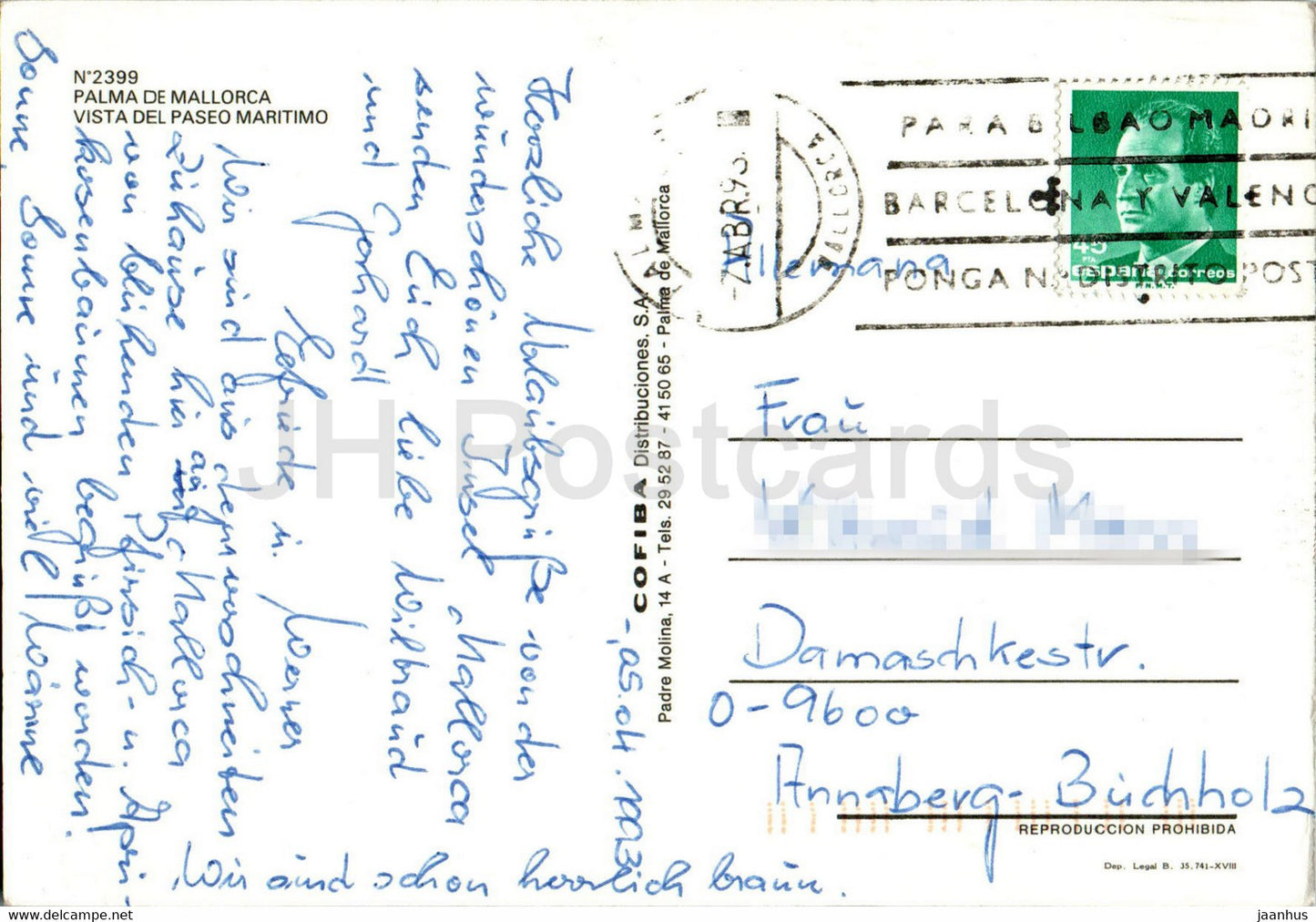 Palma de Mallorca - Vista del Paseo Maritimo - 2399 - 1993 - Spain - used