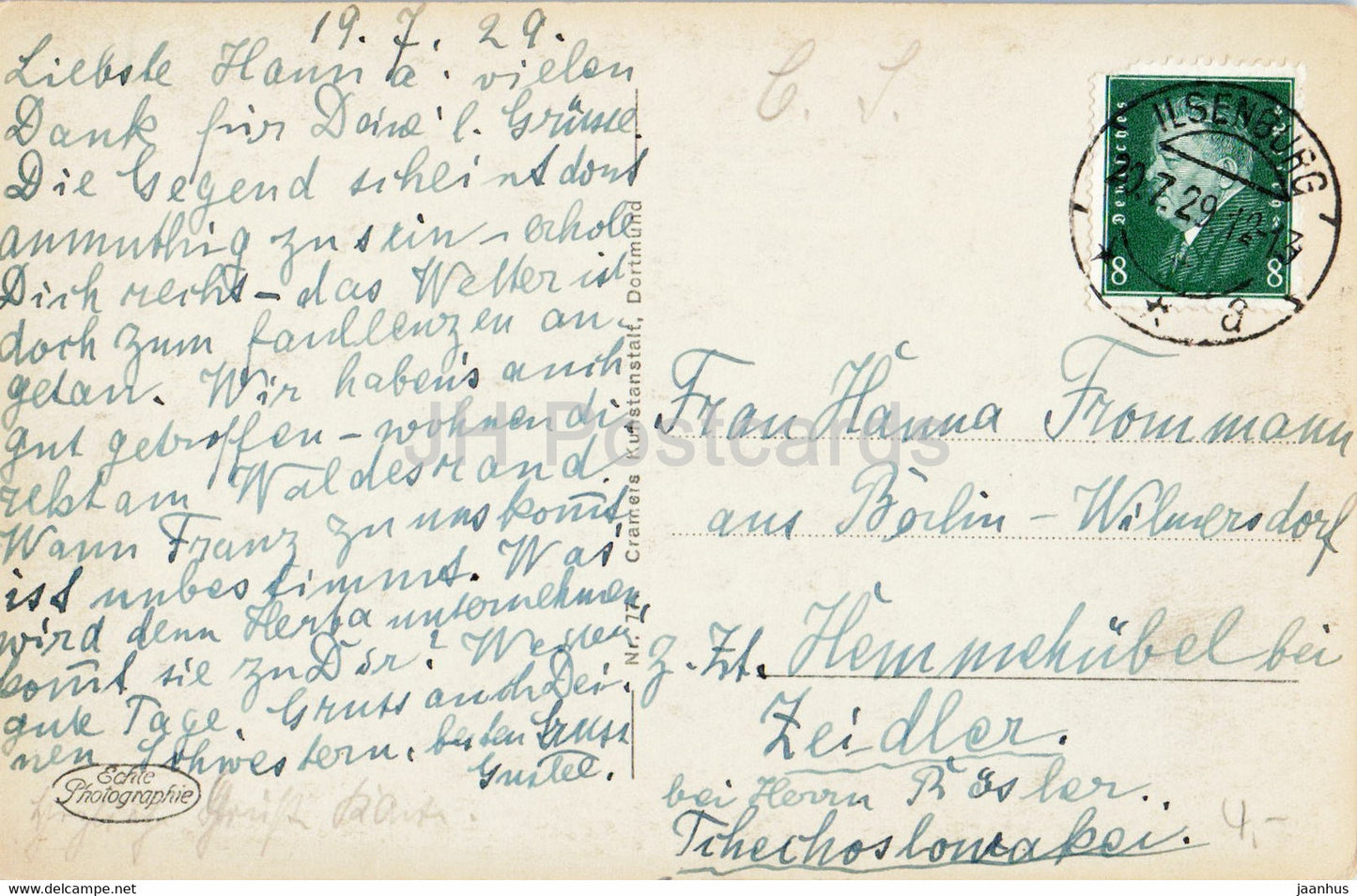 Ilsenburg - Paternoster Klippe - cliff - old postcard - 1929 - Germany - used