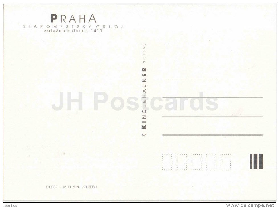 Praha - Prague - Astronomical Clock - Czech Republic - unused - JH Postcards