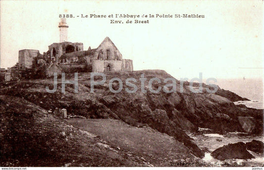 Le Phare et l'Abbaye de la Pointe St Mathieu Env de Brest - lighthouse - 8388 - old postcard - France - unused - JH Postcards