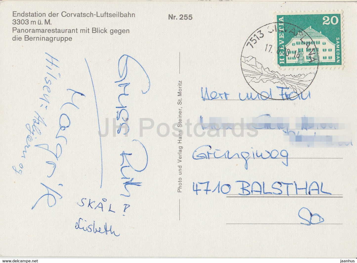 Endstation der Corvatsch Luftseilbahn 3303 m - Panoramarestaurant - Berninagruppe - 255 - 1970 - Schweiz - gebraucht