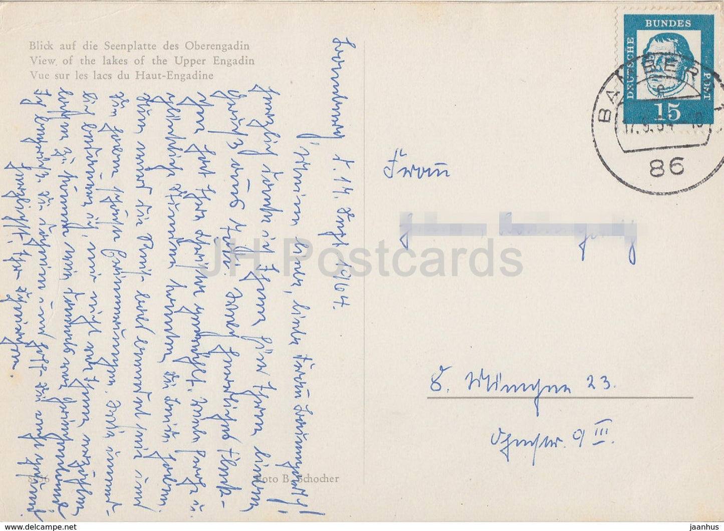 Blick auf die Seenplatte des Oberengadin - 1964 - Switzerland - used