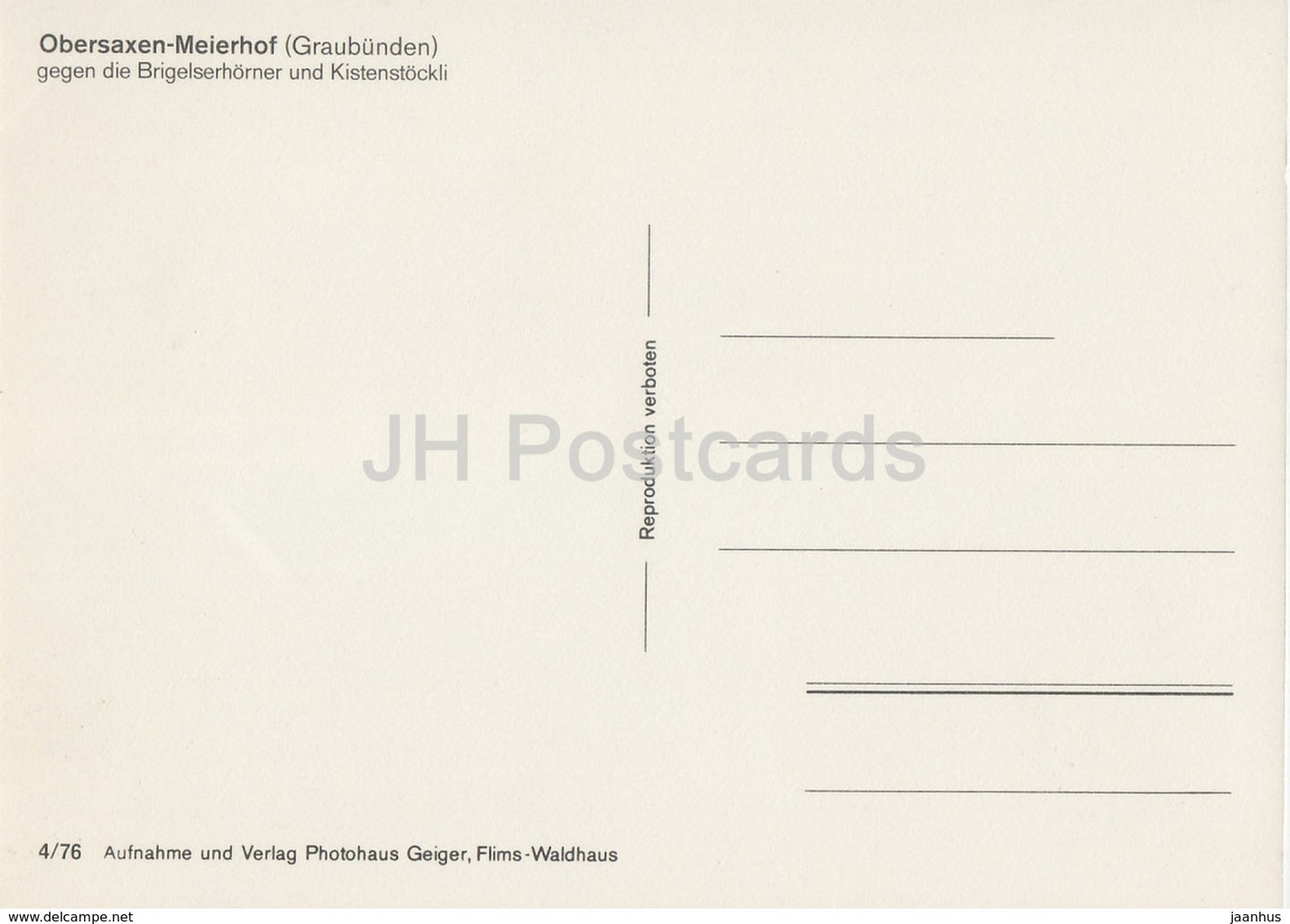 Obersaxen Meierhof gegen die Brigelserhorner und Kistenstockli - church - Switzerland - unused