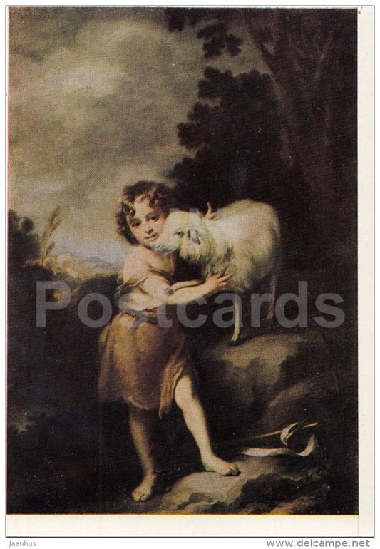 painting by Bartolome Esteban Murillo - John the Baptist with the Lamb - Spanish Art - 1963 - Russia USSR - unused - JH Postcards