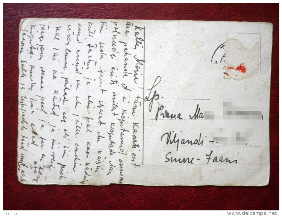 New Year Greeting Card - mountains - church - winter - 9421 - 1920s-1930s - Estonia - used - JH Postcards