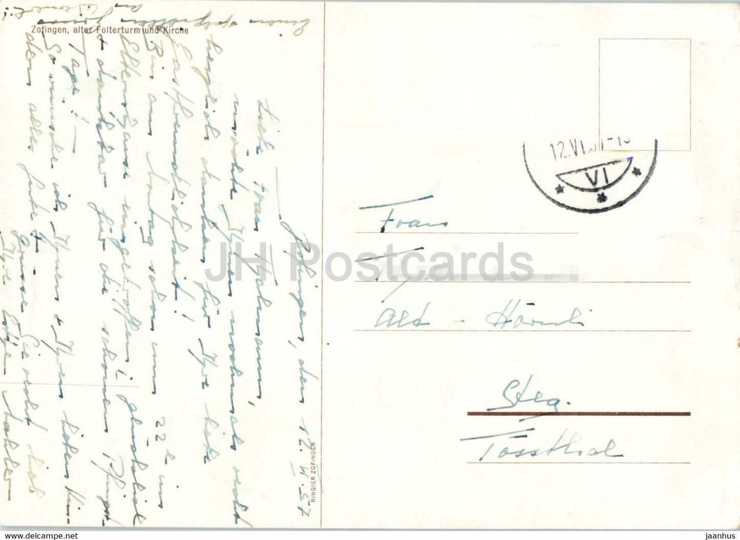 Zofingen - alter Folterturm und Kirche - church - old postcard - 1957 - Switzerland - used