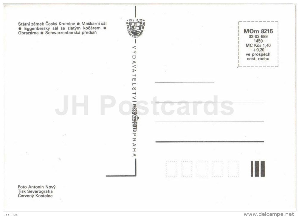 Cesky Krumlov - castle - masquerade Hall - Eggenberg Hall - picture gallery - Czechoslovakia - Czech - unused - JH Postcards