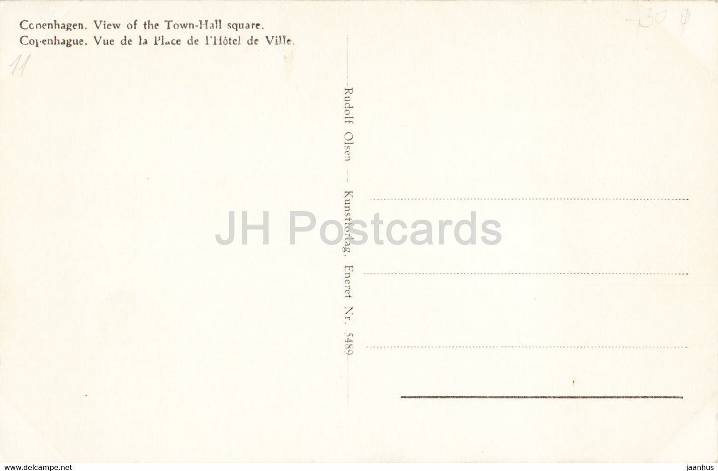 Copenhagen - View of the Town Hall square - 5489 - old postcard - Denmark - unused