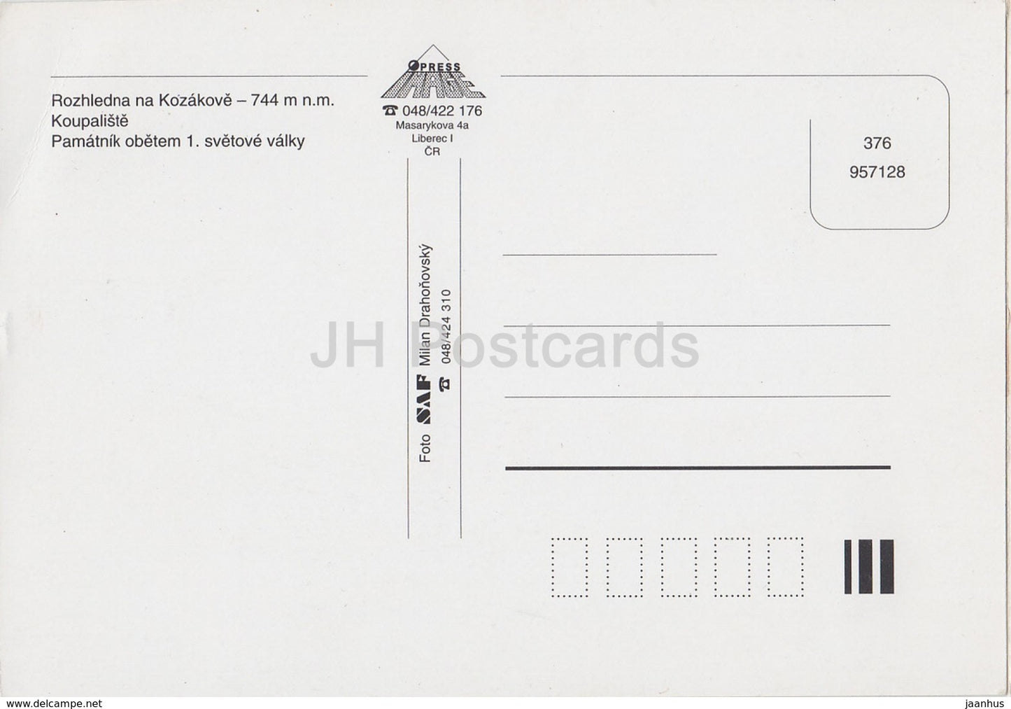 Chuchelna - Kozakov tower - pool - monument - multiview - Czechoslovakia - Czech Republic - unused