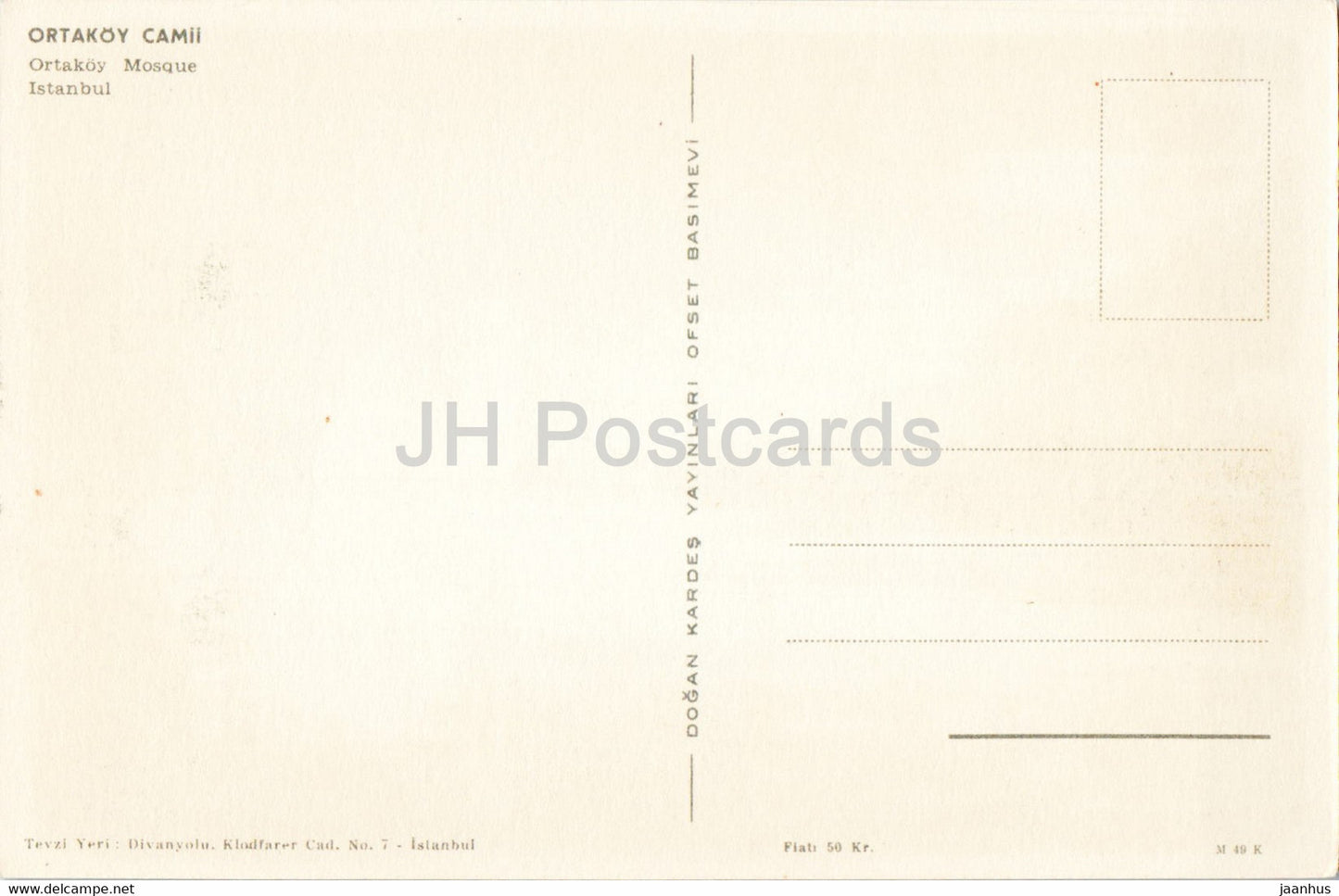 Istanbul - Mosquée Ortakoy - illustration - carte postale ancienne - Turquie - inutilisée