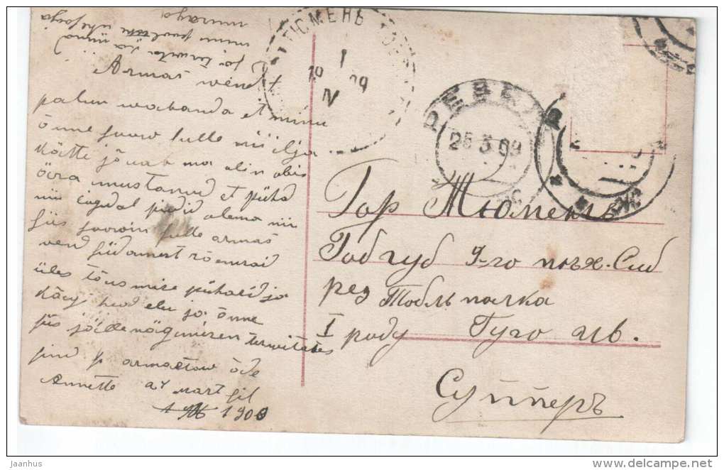 Easter Greeting Card - Woman - Egg - 1163/64 - old postcard - circulated in Tsarist Russia Estonia 1909 Reval - used - JH Postcards