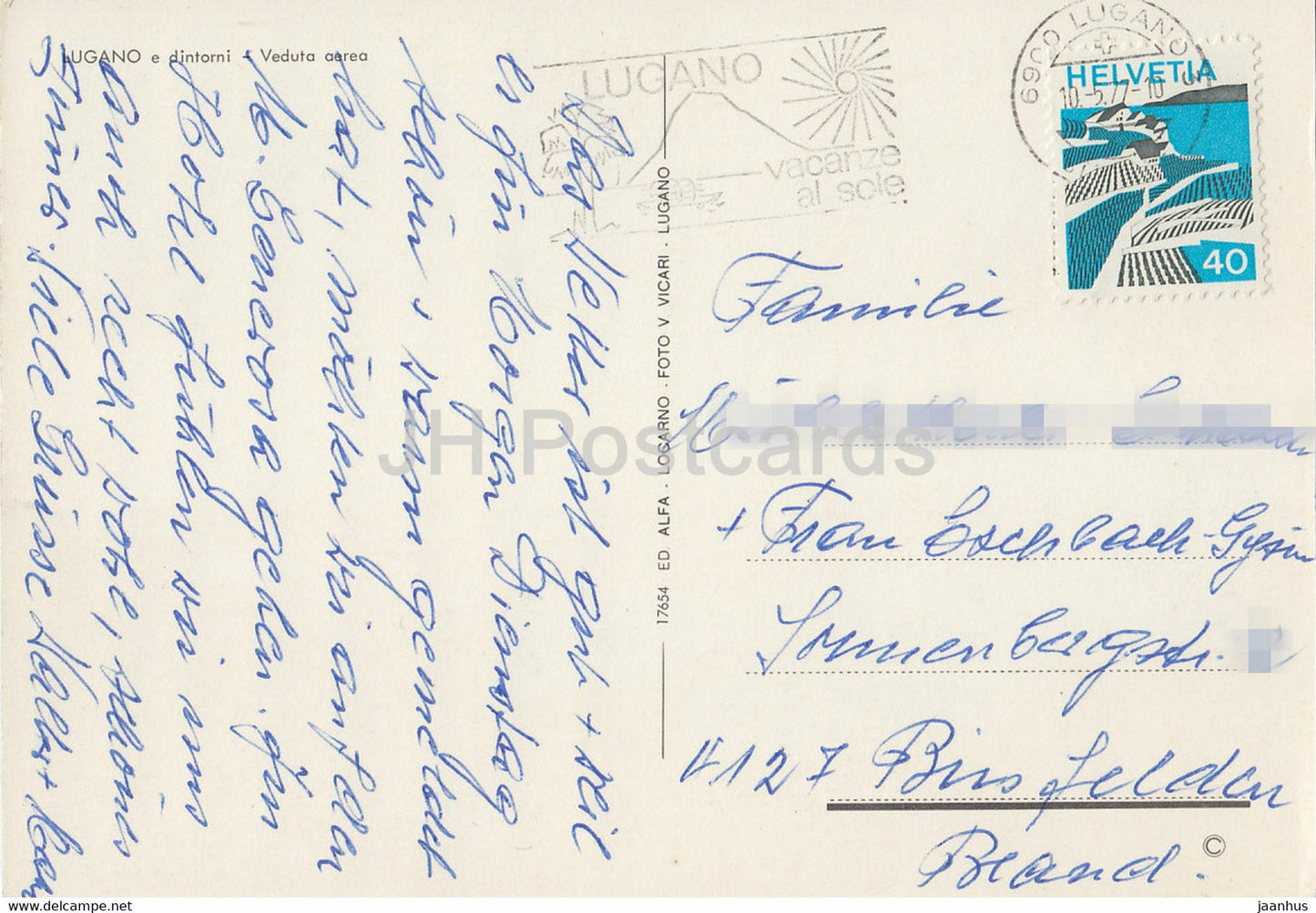 Lugano e dintorni - Veduta aerea - 1977 - Switzerland - used