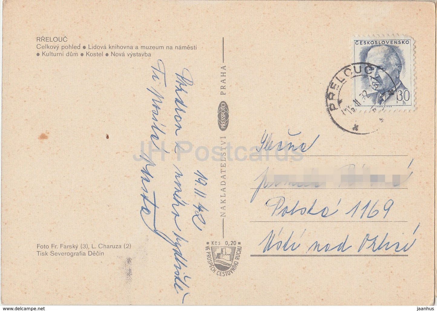 Prelouc - culture house - church - now houses - multiview - Czechoslovakia - Czech Republic - 1972 - used