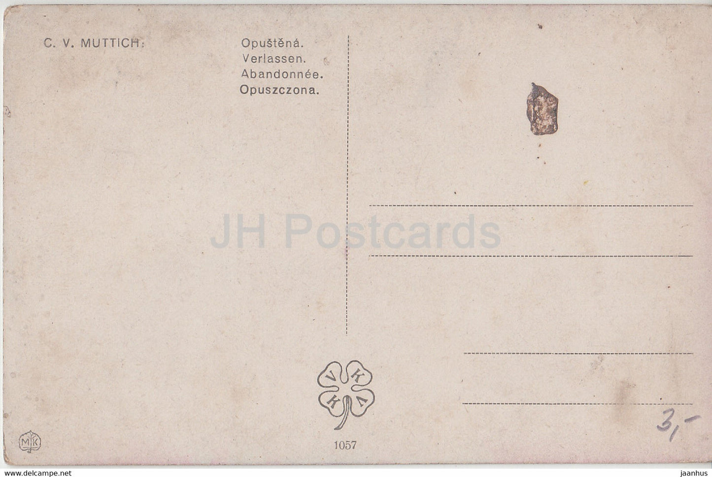 painting by C. Muttich - Opustena - Verlassen - 1057 - Czech art - Czech Republic - unused