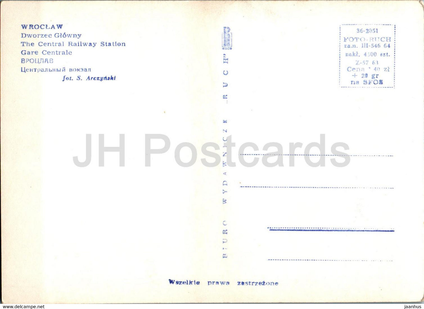 Wroclaw - Dworzec Glowny - The Central Railway Central - cars - old postcard - Poland - unused