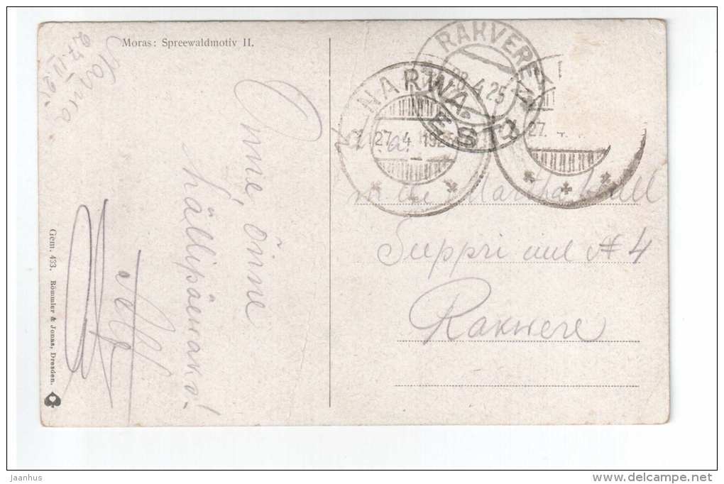 painting by Walter Moras - Spreewaldmotiv II - Gem 433 - circulated in 1925 in Estonia , Narva - german art - used - JH Postcards