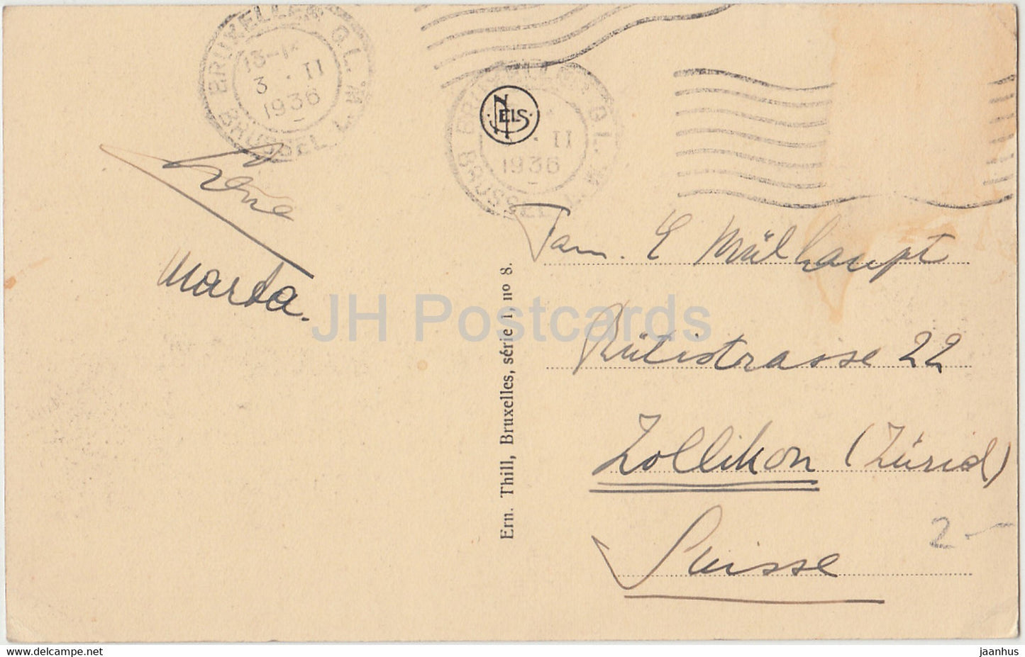 Bruxelles - Brussels - La Grand Place - Cote Sud Ouest - L'Hotel de Ville - old postcard - 1936 - Belgium - used