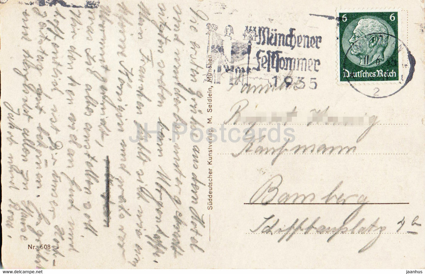 Munchen - Munich - Karlstor Rondell - tram - 608 - carte postale ancienne - 1935 - Allemagne - utilisé