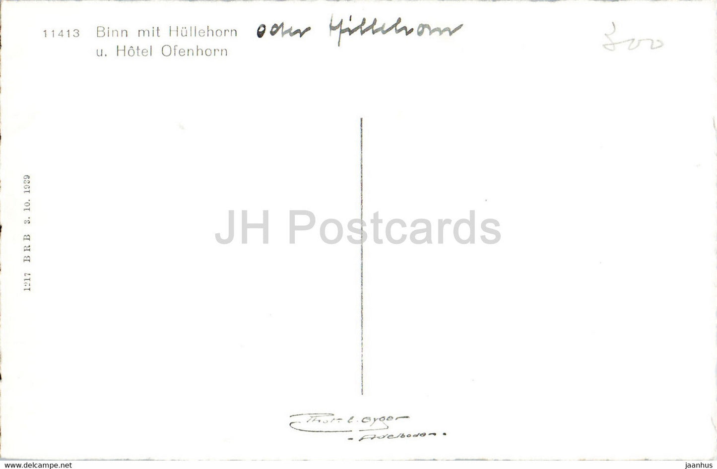 Binn mit Hullehorn u Hotel Ofenhorn - old postcard - Switzerland - used