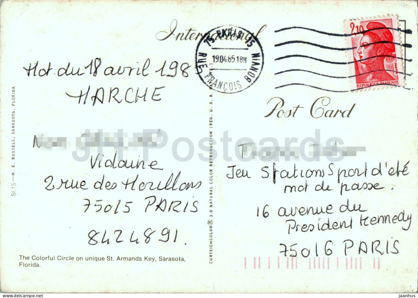 Sarasota - St Armands Key - Floride - 1985 - États-Unis - occasion