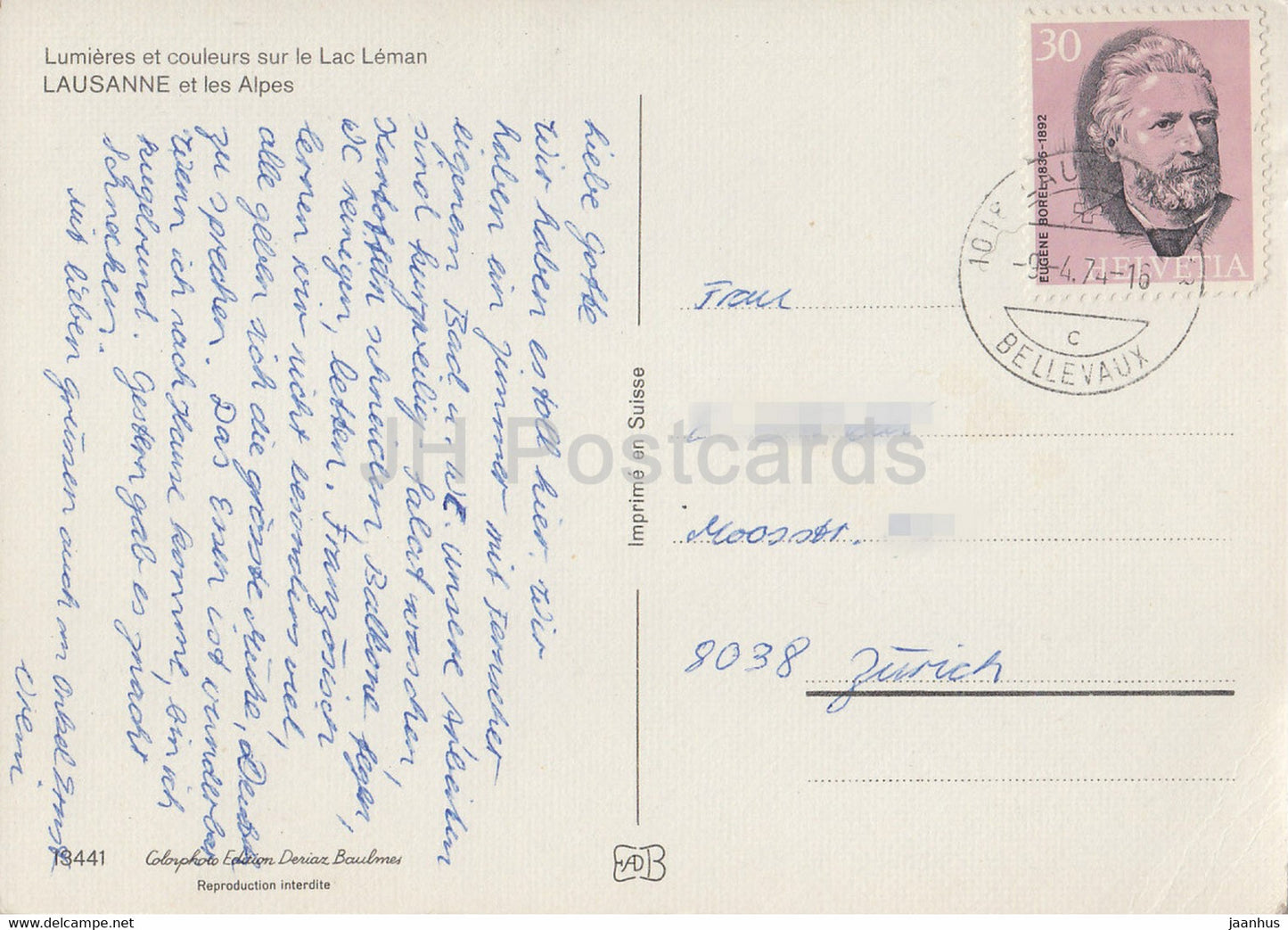 Lumieres et couleurs sur le Lac Leman - Lausanne et les Alpes - 13441 - 1974 - Switzerland - used