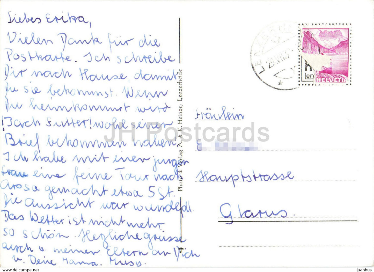 Lenzerheide 1480 m Lenzerhorn - 1939 - old postcard - Switzerland - used