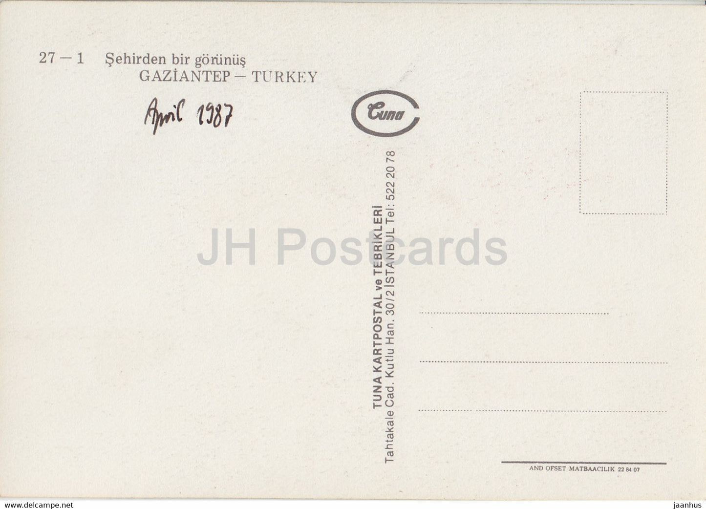 Gaziantep - Vue sur la ville - place - monument - cheval - 1987 - Turquie - utilisé