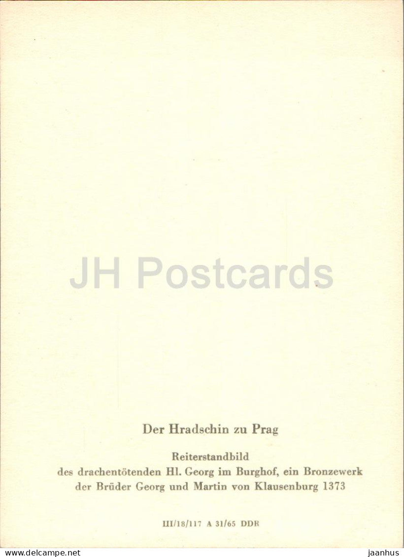 Praha - Prague - Reiterstandbild - St George - sculpture - horse - Czech Republic - Czechoslovakia - unused