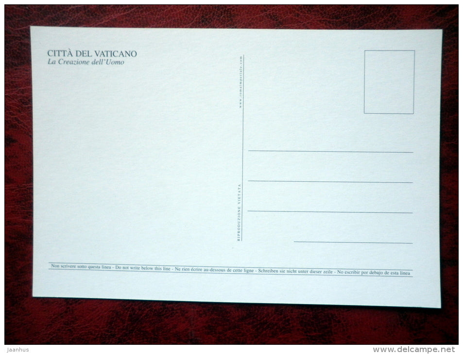 Capella Sistina - Sistine Chapel - The Creation of Adam by Michelangelo - Rome - Italy - unused - JH Postcards