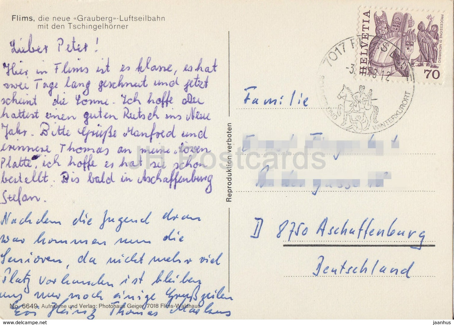 Flims - die neue Grauberg Luftseilbahn mit Tschingelhorner - téléphérique - station de ski - ski - 1978 - Suisse - utilisé