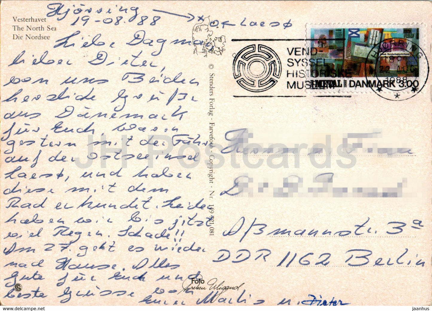 Vesterhavet - North Sea - map - beach - multiview - 1988 - Denmark - used