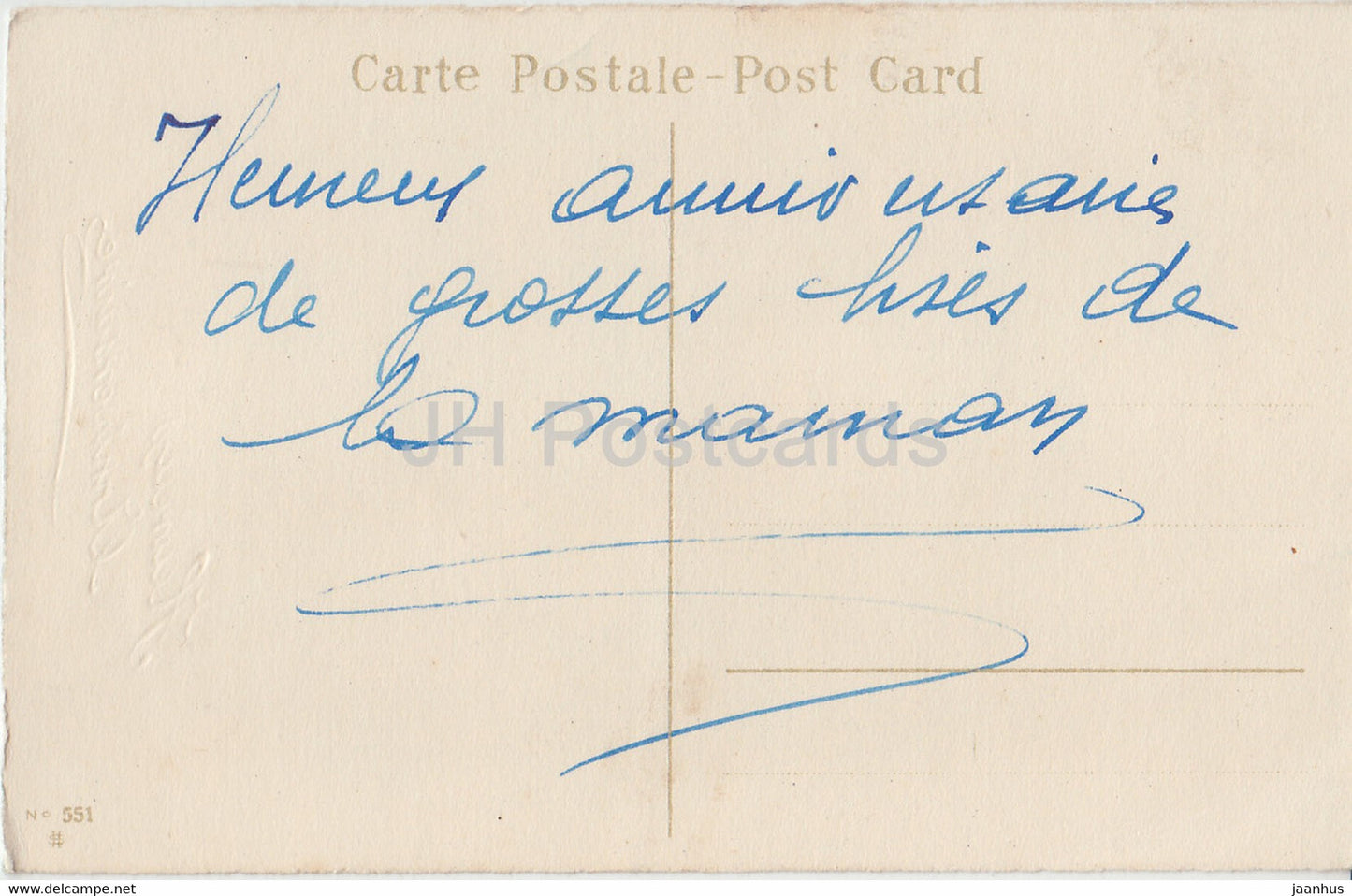 Geburtstagsgrußkarte – Heureux Anniversaire – Blumen in einem Korb – 551 – Illustration – alte Postkarte – Frankreich – gebraucht