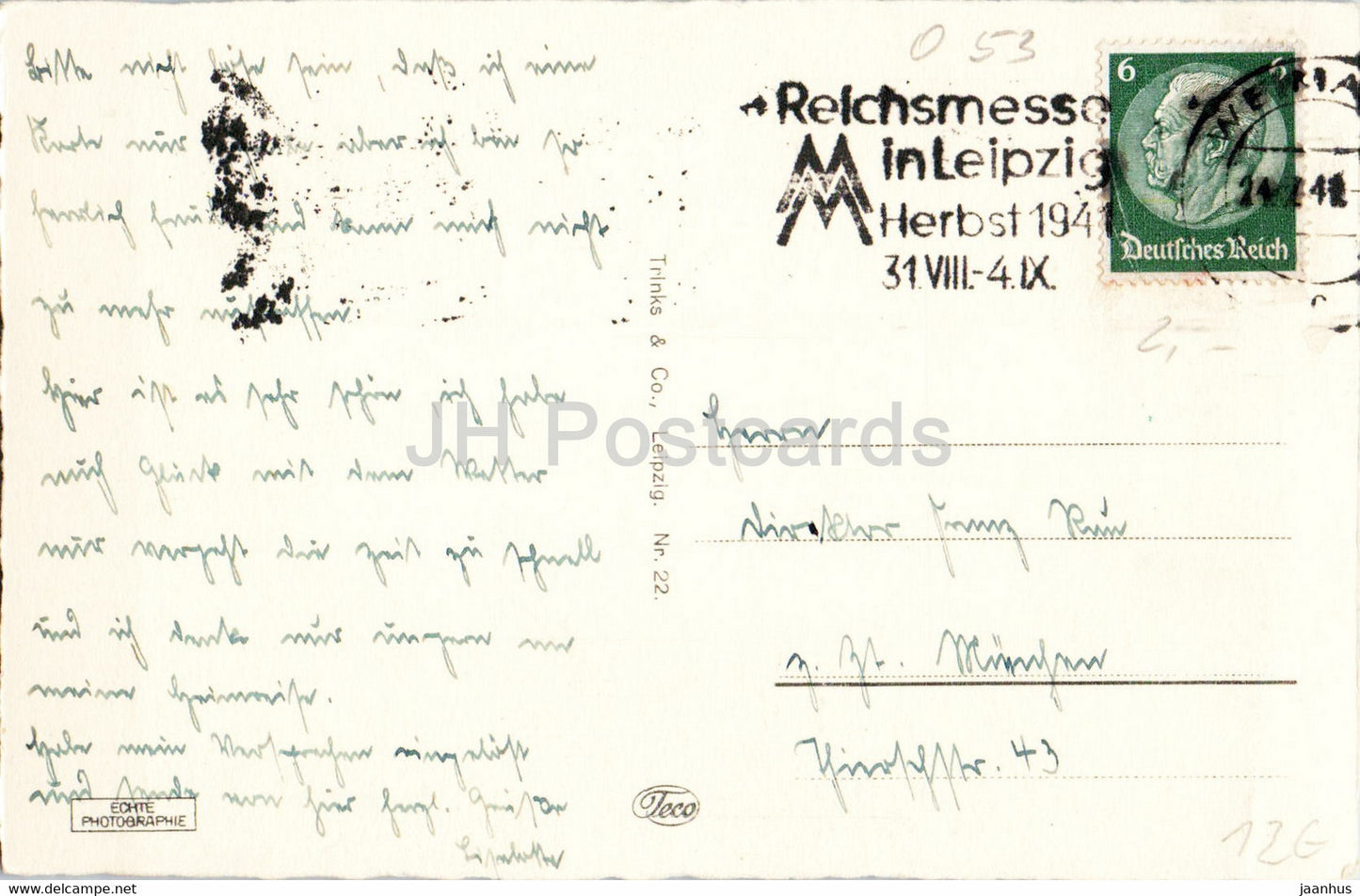 Weimar - Weimar Halle - Musée - Markt - Schillerhaus - carte postale ancienne - 1941 - Allemagne - utilisé