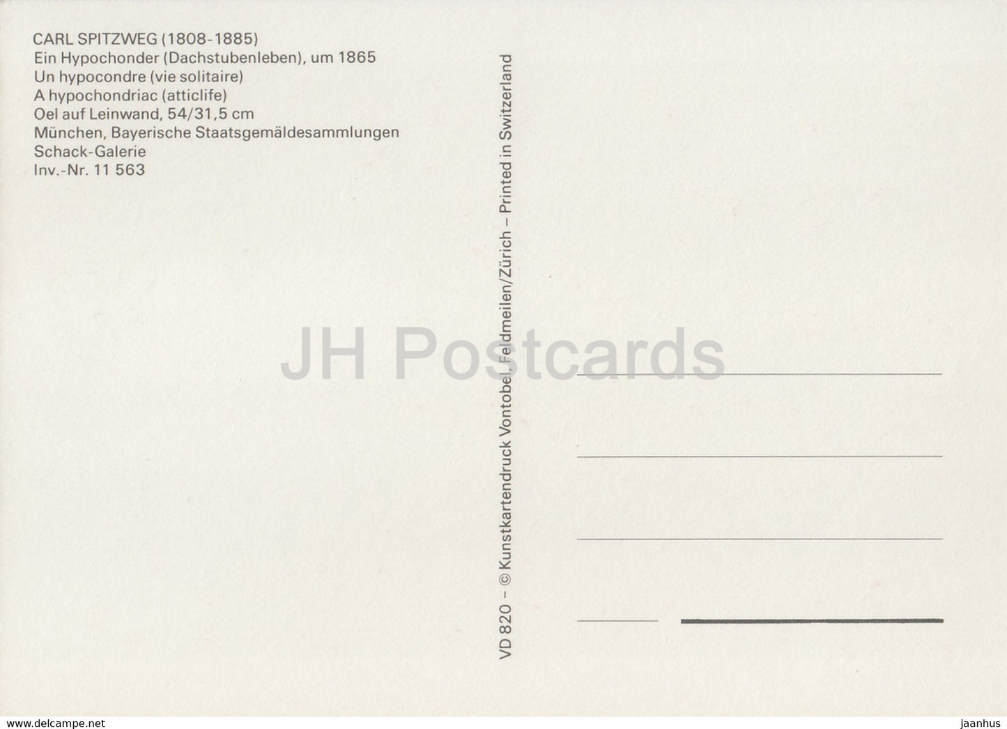 painting by Carl Spitzweg - Ein Hypochonder - A hypochondriac - German art - Germany - unused