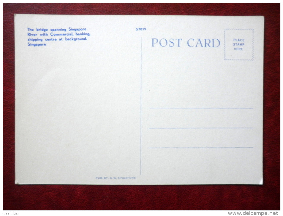 Singapore river - commercial banking - bridge - Singapore - unused - JH Postcards