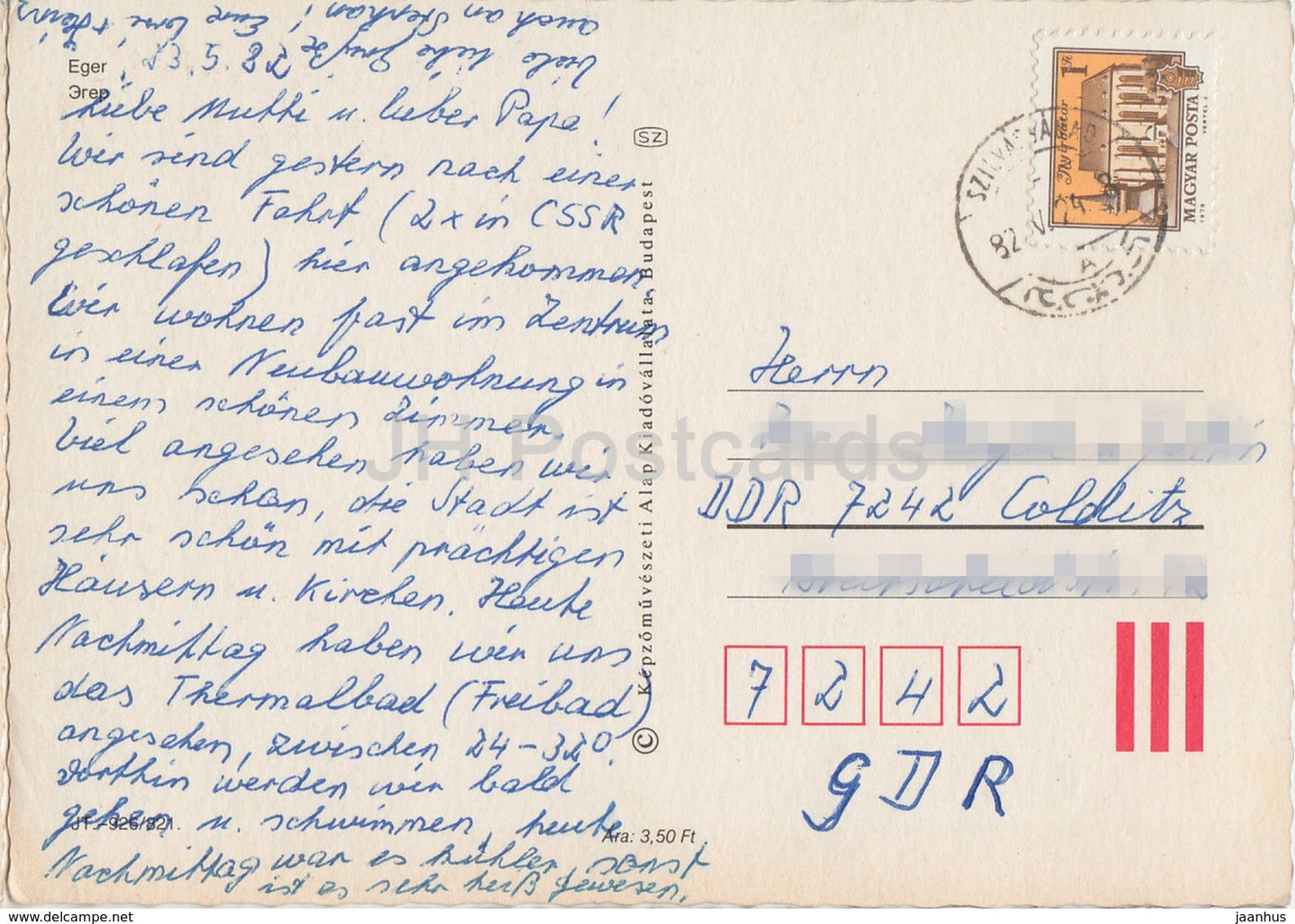 Eger - rue - monument - multiview - 1982 - Hongrie - utilisé