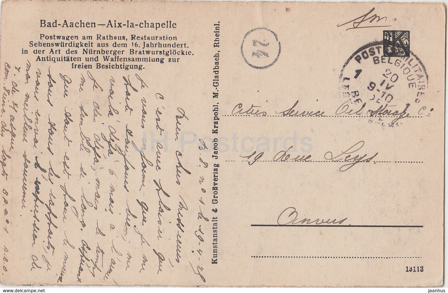 Bad Aachen - Postwagen am Rathaus - 13113 - old postcard - 1925 - Germany - used