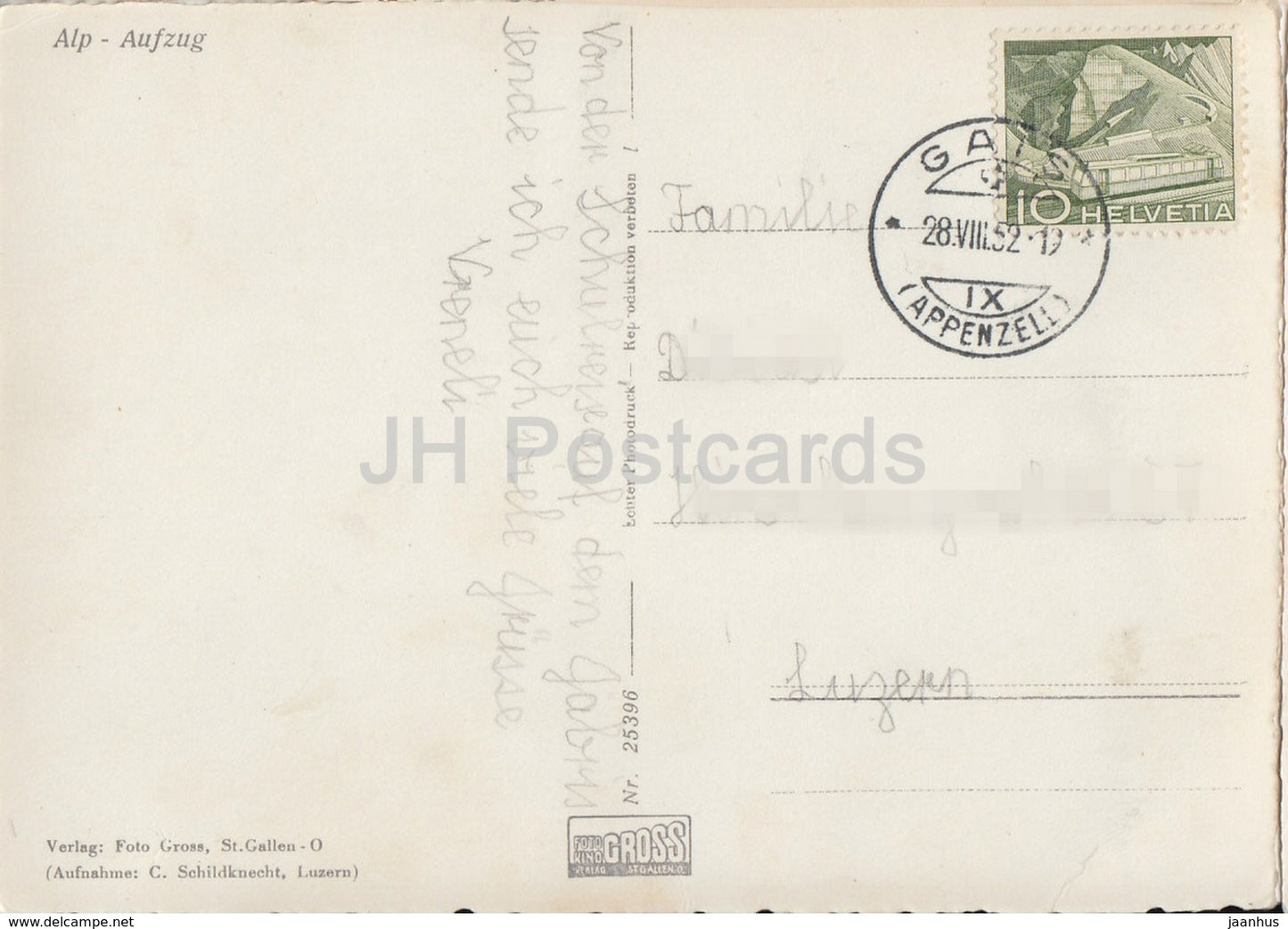 Alp Aufzug - costumes folkloriques - mouton - vache - 25396 - 1952 - Suisse - utilisé