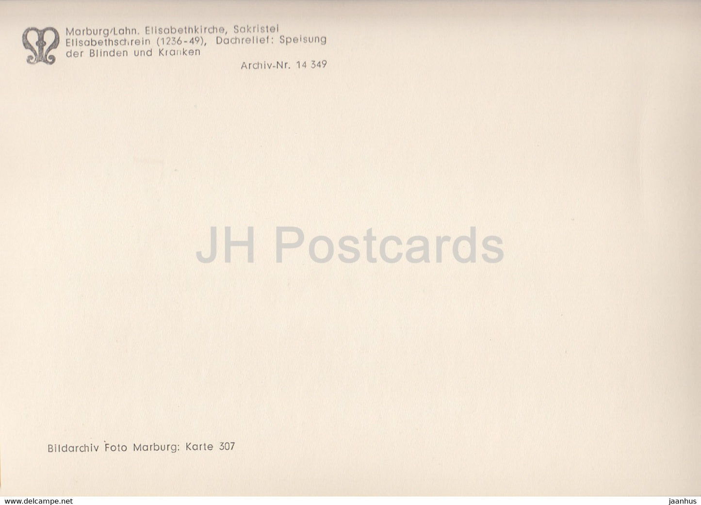 Marburg - Elisabethkirche - Sakristei - Elisabethschrein - Dachrelief - Speisung der Blinden - Deutschland - unbenutzt