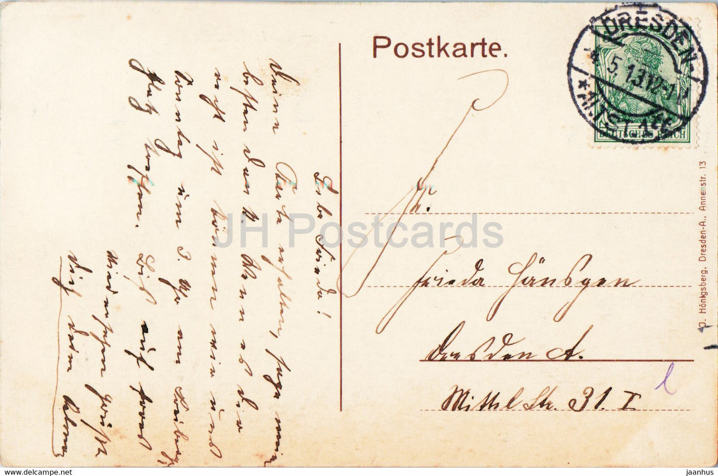 Dresden - Konig Friedrich August Brucke - bridge - ship - boat - 1912 - old postcard - Germany - used